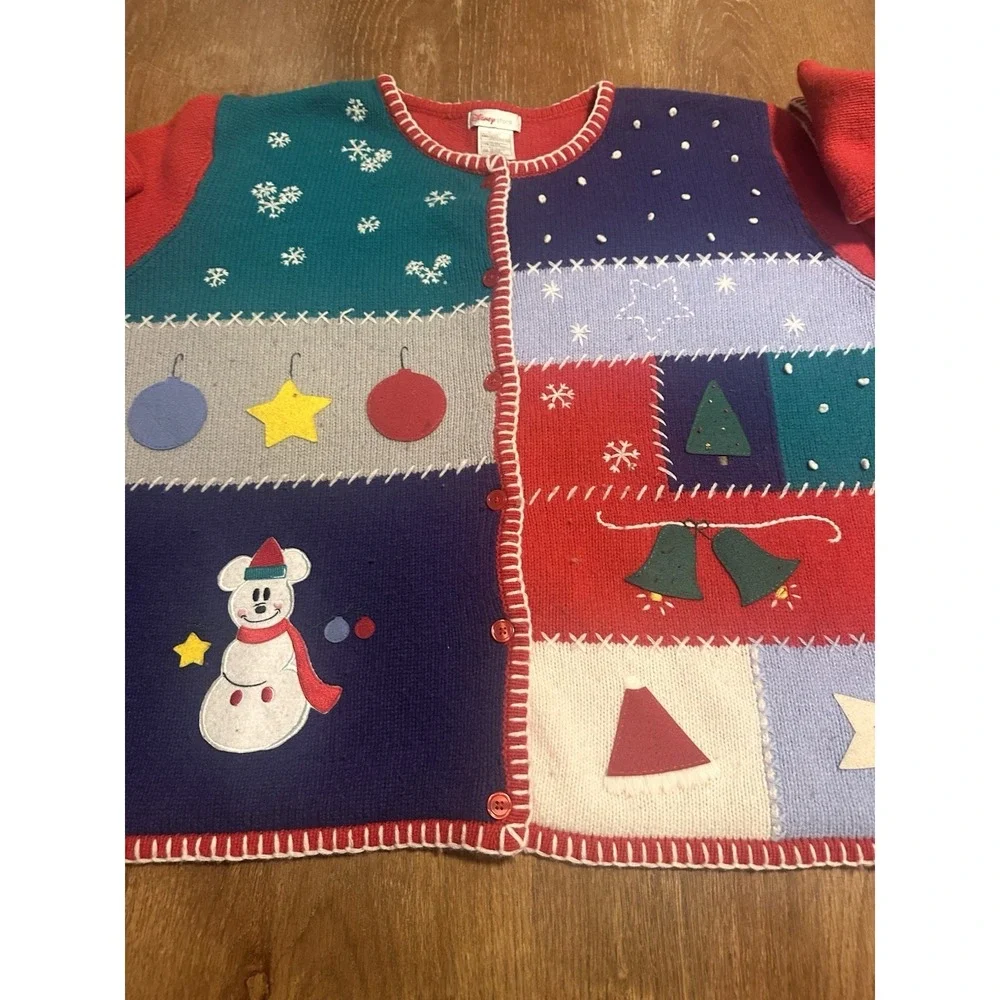 Vintage Disney Women's Christmas Cardigan‎ Sweater XXL 2XL RARE Storybook